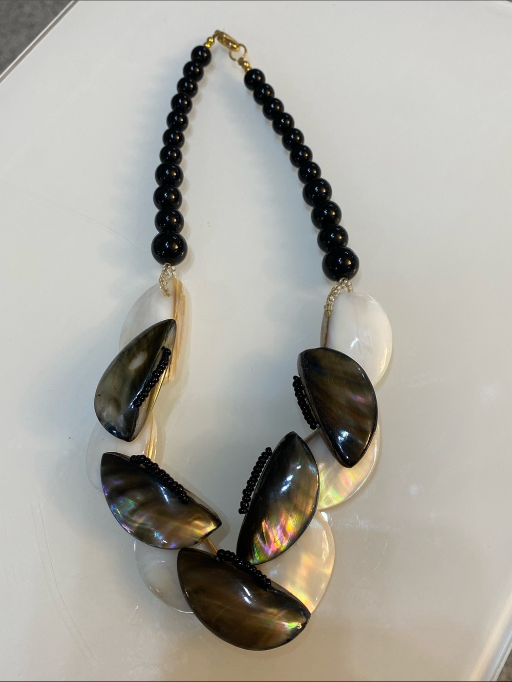 Lee sands Black & White mother of pearl necklace